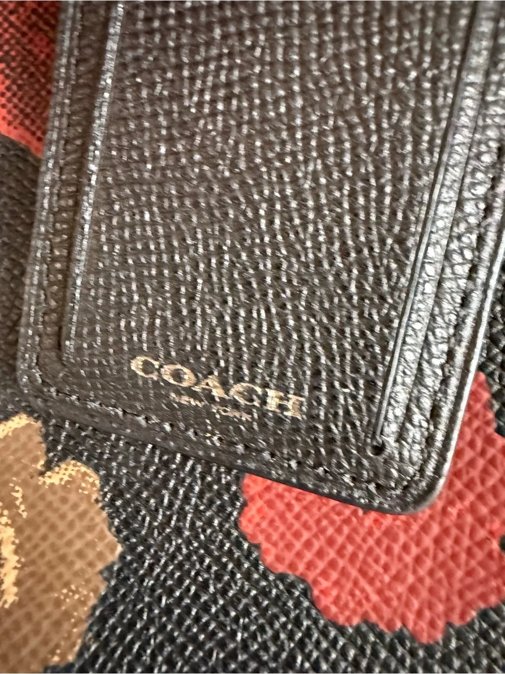 Coach Black Floral Tote with Red and Tan Bloom Print